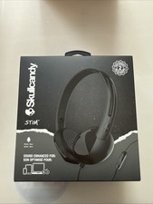 New Skullcandy Stim On-Ear Wired Headphones In-Line Mic black head phones
