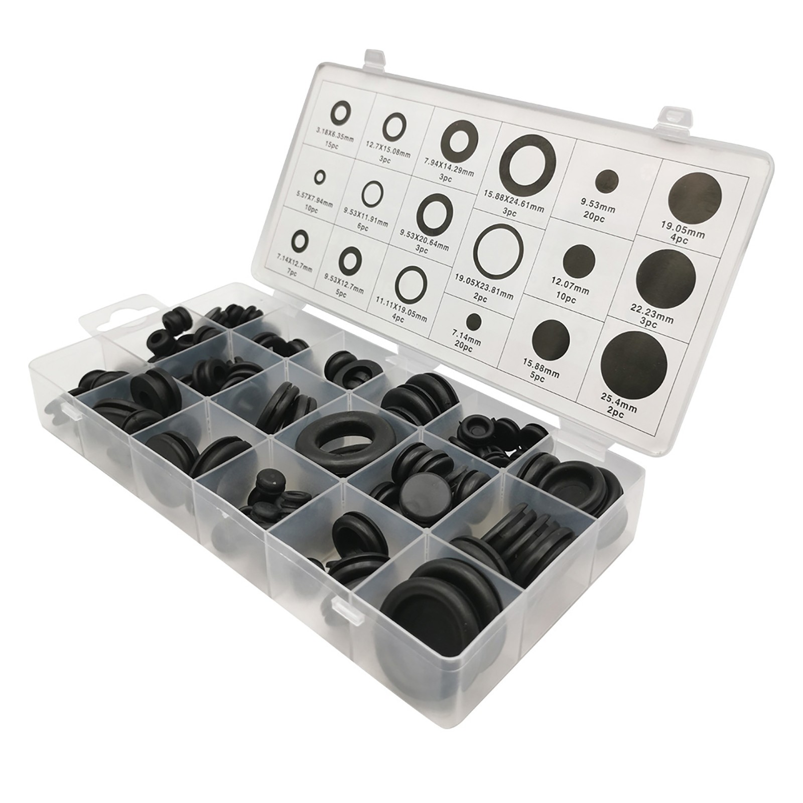 125PCS Black Rubber Grommet Assortment for Electrical Wiring and Firewall Hole Protection