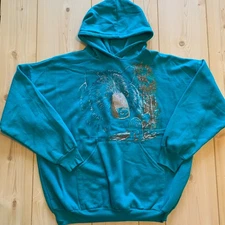Vintage Jerico Ontario Canada Cedar Point Grizzly Bear Hoodie Sweatshirt XL