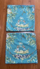 RYAN STUDIO Pair Pillow Covers ONLY Zippered Turquoise Bright Blue Island 20x22