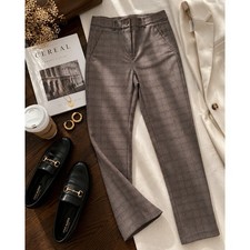 Loft High Waist Skinny Plaid Ankle Pants Size 6 Brown Career Trouser