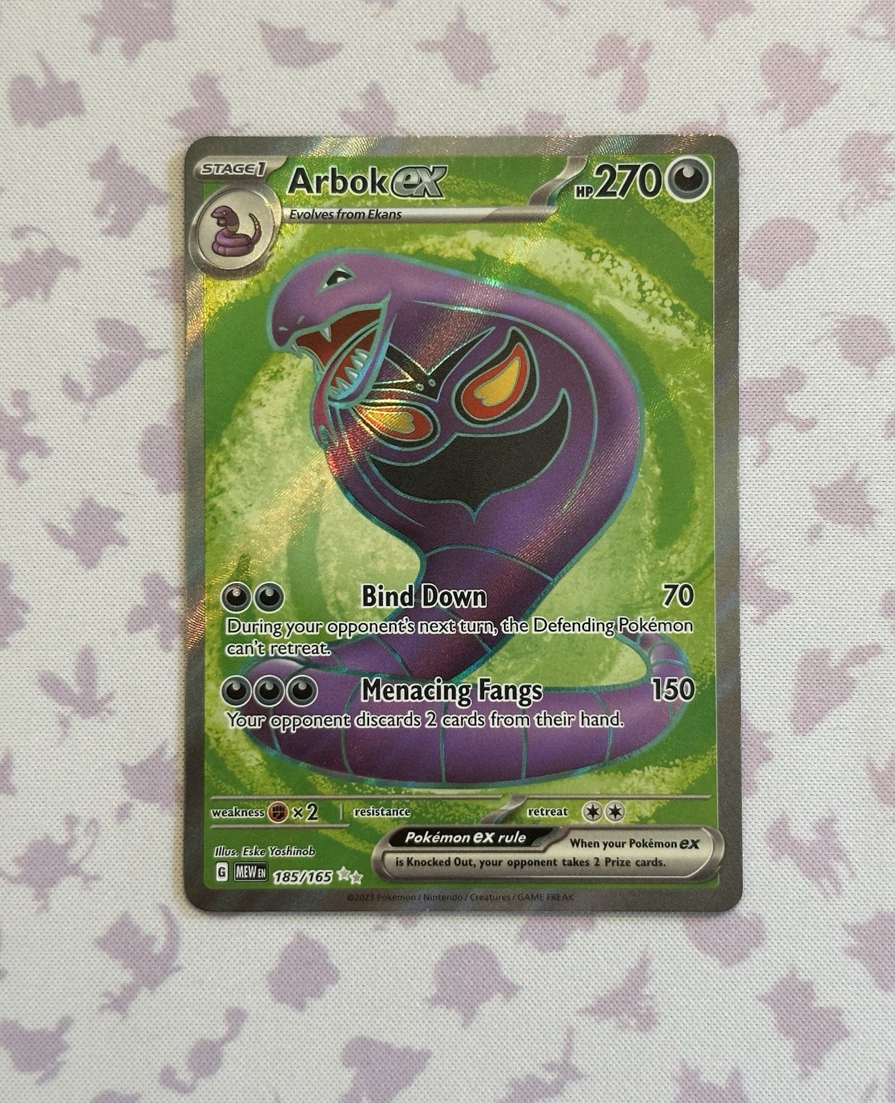 Pokémon TCG Arbok ex 185/165 Sv: Scarlet & Violet 151 Holo, NM