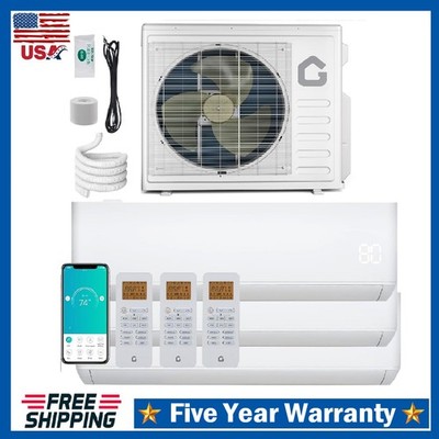 35000 BTU 19 SEER2 Tri Zone Mini Split Heat Pump Air Conditioner AC ,9K+12K+24K