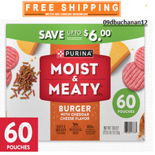 Purina Moist  Meaty Dog Food, Burger W/ Cheddar Cheese 6 Oz 60 Ct