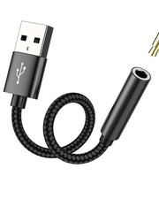 HOYULLI USB Male to 3.5mm Female Headphone Jack External Black/White