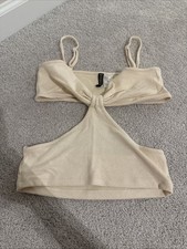 Women  s H M Divided Beige Tank Top Size Small