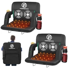  Massage Heated Stadium Seats for Bleachers with Back 25" Super Wide 2pc Black