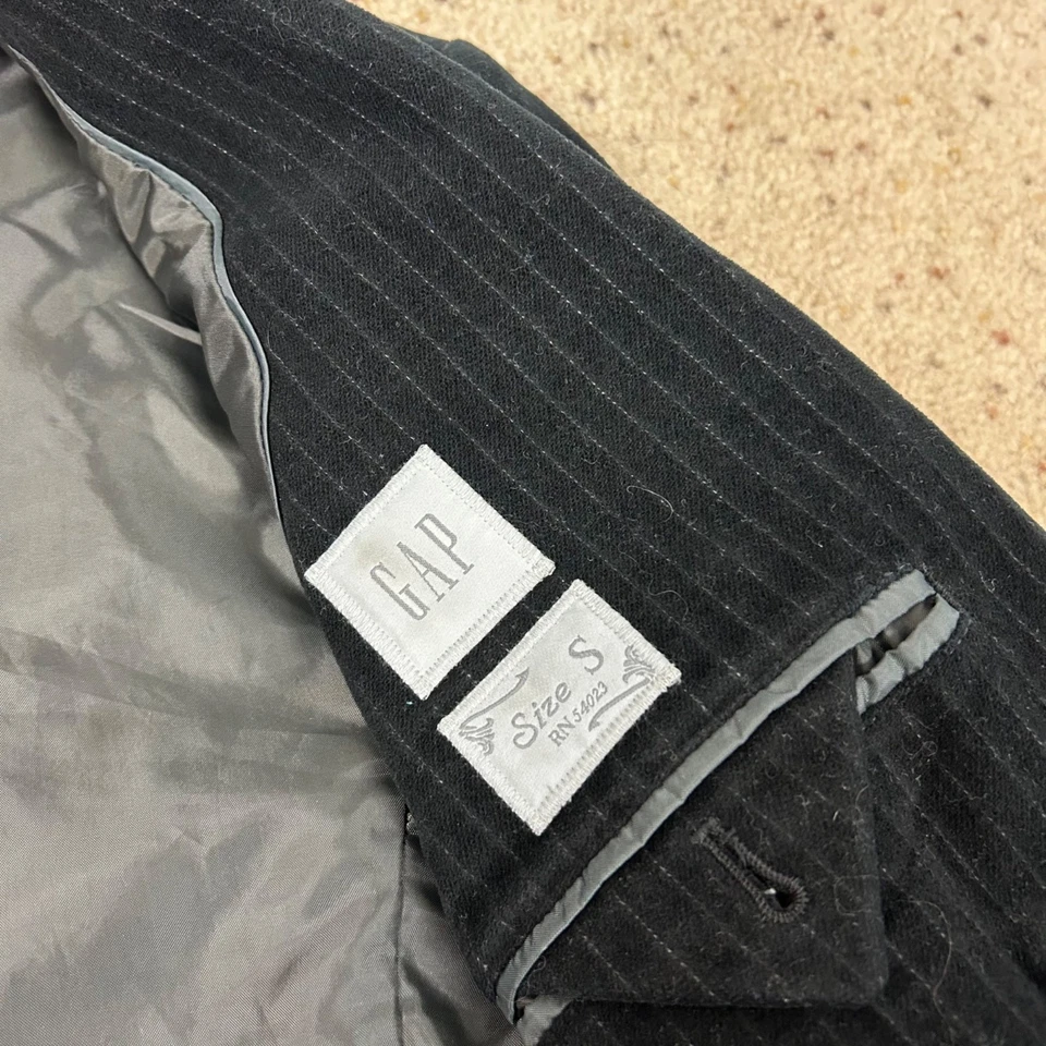 Chaqueta Blazer Y2K Gap Negro Terciopelo Rayas Abrigo Deportivo Talla Pequeña Para Hombre Foto 4 de 4