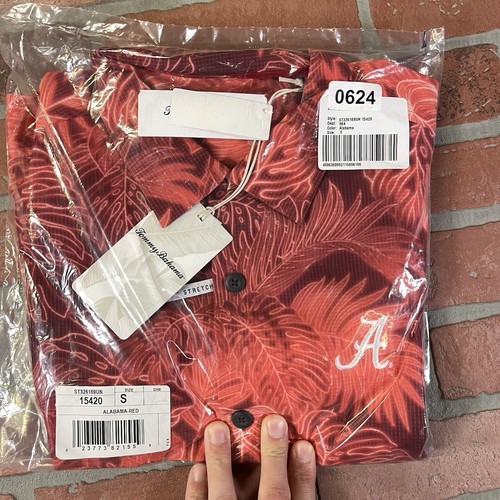 Tommy Bahama Alabama Tide Mens Small Hawaiian Shirt Floral Red Short Sleeve $148 - Picture 18 of 18