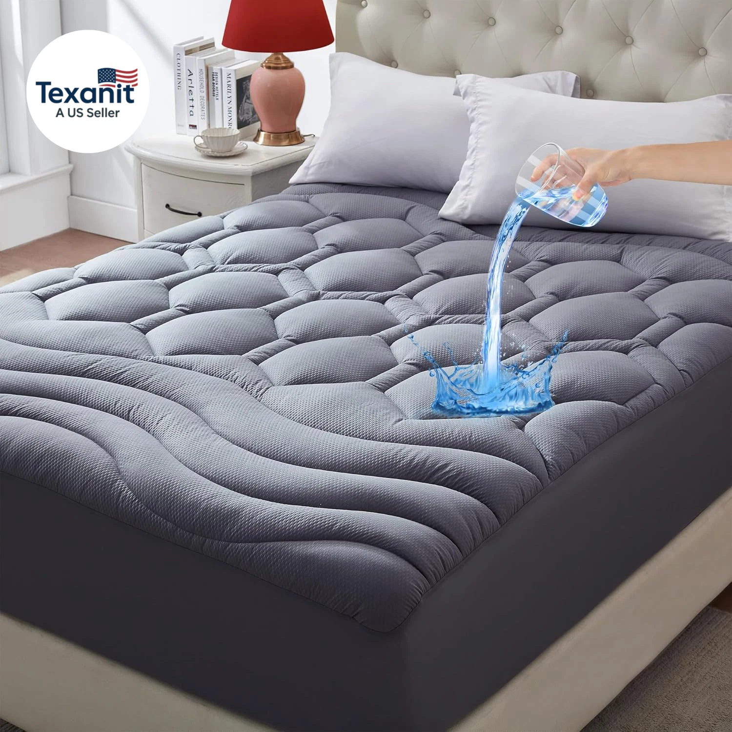 King Size Mattress Pad Waterproof, Cooling Mattress Topper Noiseless, Leak Proof