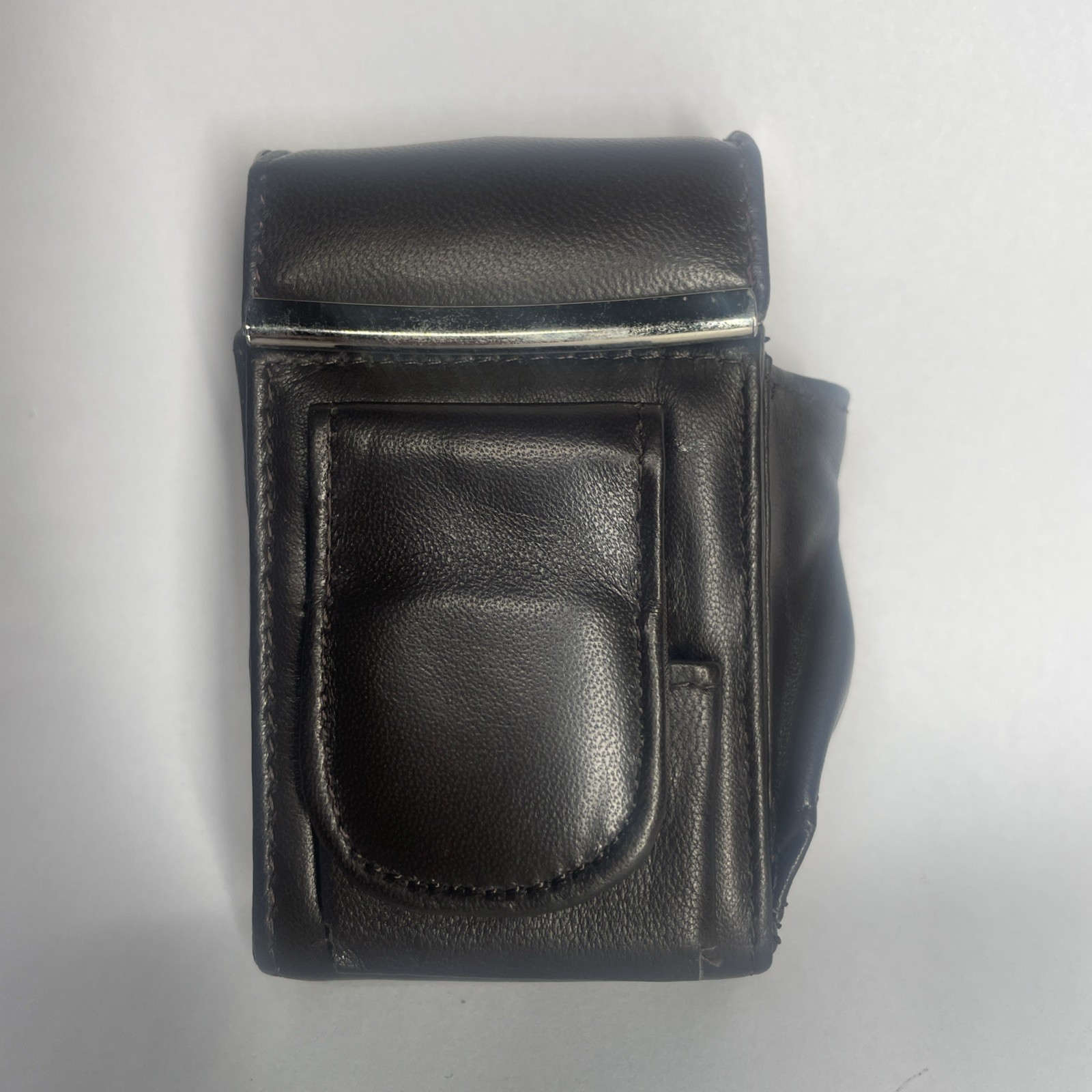 Genuine Leather Cigarette Case Holder with Pocket for Lighter