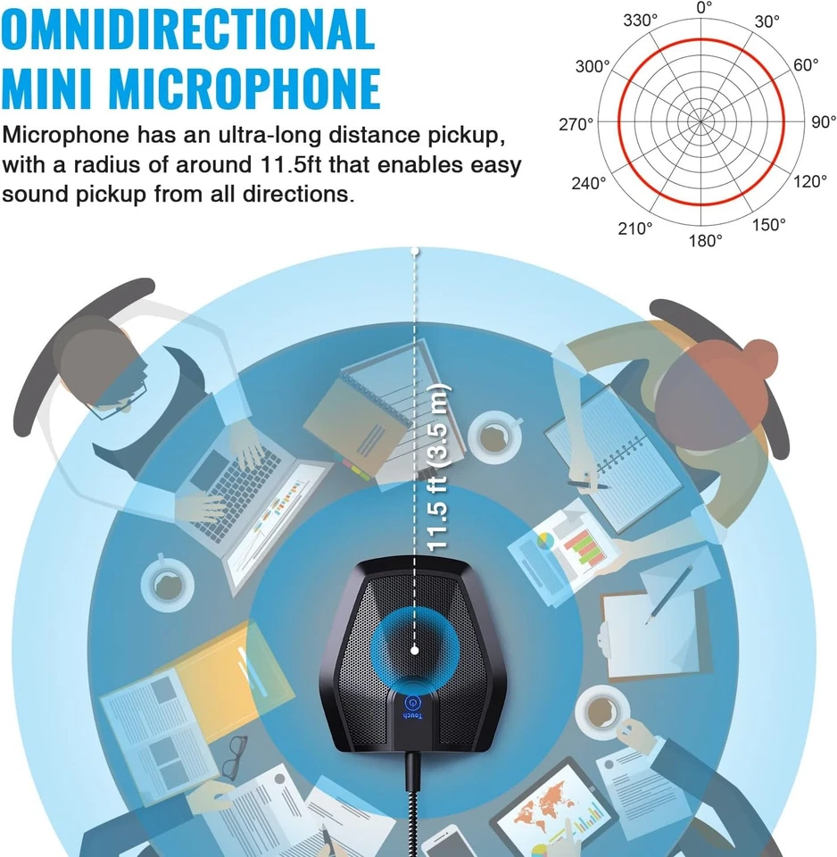 Tonor G11 Conference USB Microphone PC Omnidirectional Mic condenser recording - Image 4 of 4