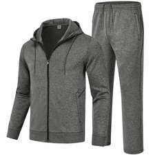 Men's Tracksuit 2 Pieces Set Hoodie Sweatsuits Full Zip Athletic Jogging Suit...