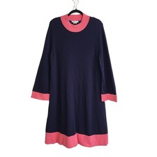 Boden Navy Pink Colorblock Sweater Dress Women's Plus 16 Wool Blend Shift Work