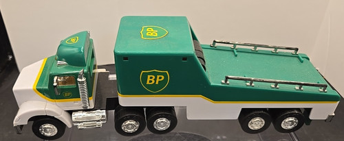 Vintage BP 1993 Toy Race Car Carrier Truck Limited Edition missing battery cover