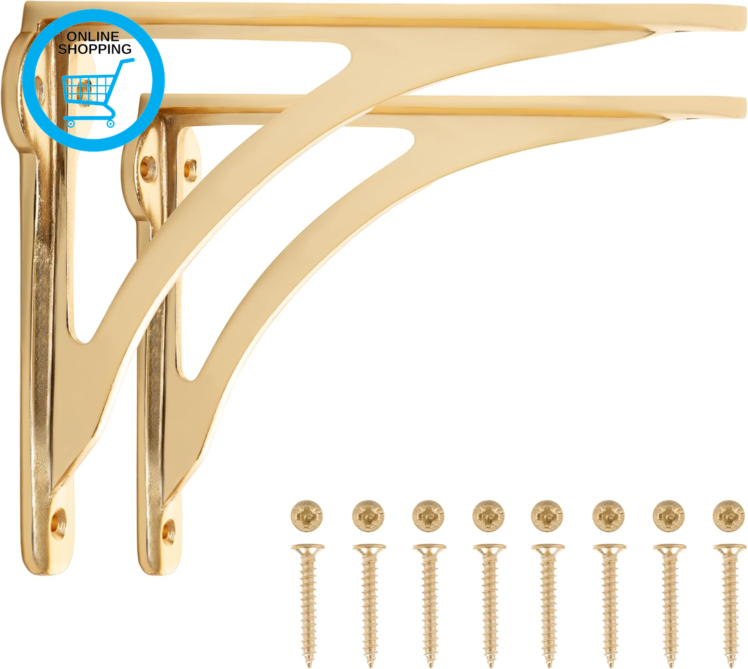 Ironbridge Brass-Plated Shelf Brackets | Heavy Duty Wall Brackets for Shelves |
