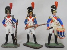 (3) Nap. French Empire Imperial Guards w/Shako 54mm Metal Soldiers (EX) Painted