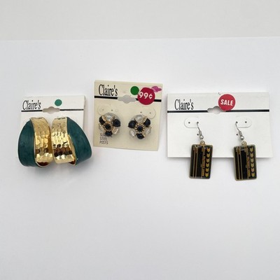 Vintage Claire's Earrings Lot 80s Clip On Stud Dangle Beaded