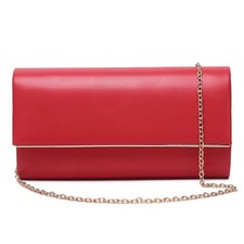 Women Evening Bag Vegan Leather Clutch Purse Shoulder Crossbody Red 1818