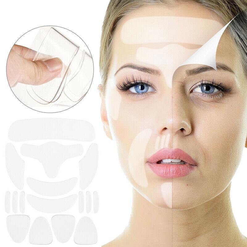 16Pack Soft Anti Wrinkle Silicone Sticker Face Forehead Neck Eye Pad Patches