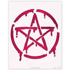 Gothic Melting Pentagram Stencil   Occult Witchcraft Satanic Wiccan Dark Magic