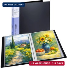 JJRING 11x14 Art Portfolio Folder with Plastic Sleeves, 24-Pocket Portfolio Bind