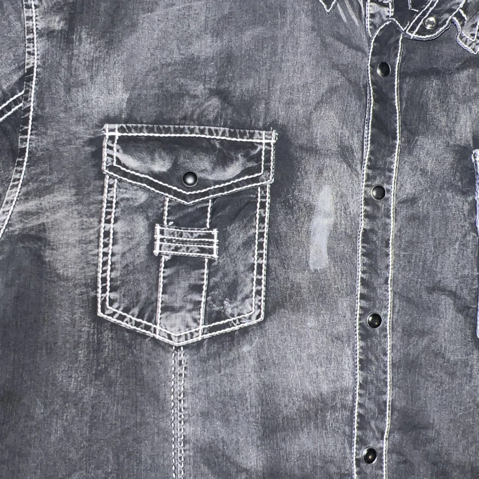 Camisa BKE Hebilla Para Hombre XXL Atlética Negra Perla A Presión Western Rodeo Rockability Foto 4 de 4