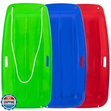 3Pack Plastic Snow Sled for Kids and Adults 35" x 17" - Flexible 