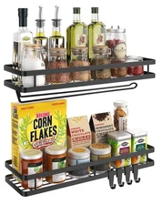 New Best Spice Rack Organizer Wall Mount - 15.7in 2Pack Upgraded Version Hanging