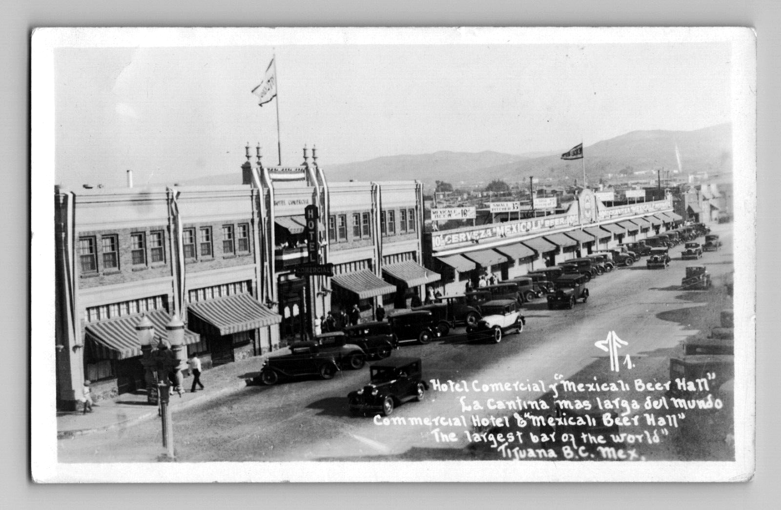 1930's RPPC Tijuana Mexico Real Photo Commercial Hotel & Mexicali Beer