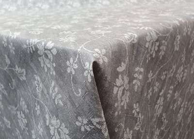 Strukturiertes Gefühl Blumenmuster Blätter schiefergrau weiß PVC Kunststoff Vinyl Tischdecke