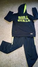 2 PC BOYS PULLOVER HOODIES TEK GEAR-FIT SZ L PANTS SZ M BLACK/ LIME GREEN