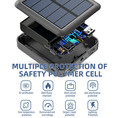 46800mAh Power Bank 6 Folding Solar Panel Portable Battery Charger for  Cellphone