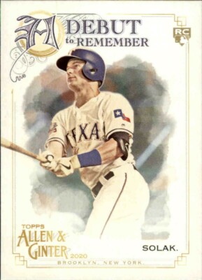 2020 Topps Allen & Ginter NICK SOLAK A Debut to Remember Insert Rangers #DTR-24