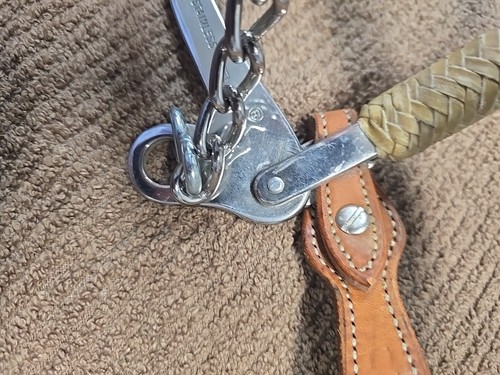 Surgical Steel Sliester Bit USA Braided Rawhide Nose Mechanical Hackamore - Picture 7 of 19