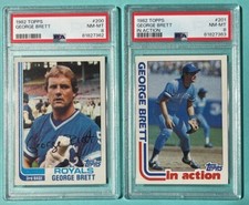 1982 Topps #200 George Brett & In Action #201 - PSA 8 NM-MT