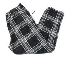Perry Ellis Mens Fleece Pajama Pants New L Lightweight Chevron Plaid Black Soft