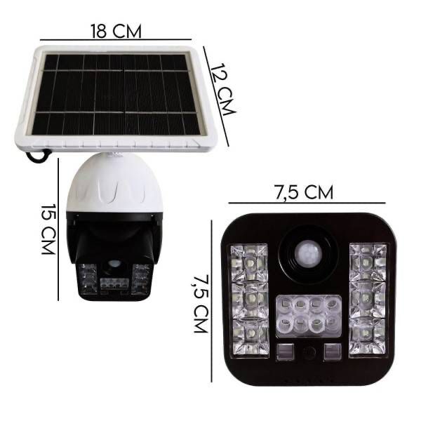 Faretto Solare Con Sensore Di Movimento E Telecamera Finta - 11 LED, 2200mAh, IP65 - Sicurezza Per Esterni - Foto 11