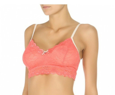 Size Medium ( 14-16 ) | Pretty Polly Lola Wirefree Bralette Bra | Coral | ES024L