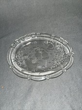 Mikasa Holiday Lights Oval Sweet Dish Clear Glass Plate/Platter Christmas Angels