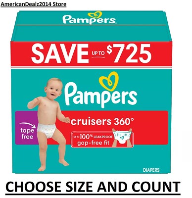 Pampers Cruisers 360 Diapers, Sizes 4, 5, 6 or 7 - CHOOSE SIZE/COUNT NEW