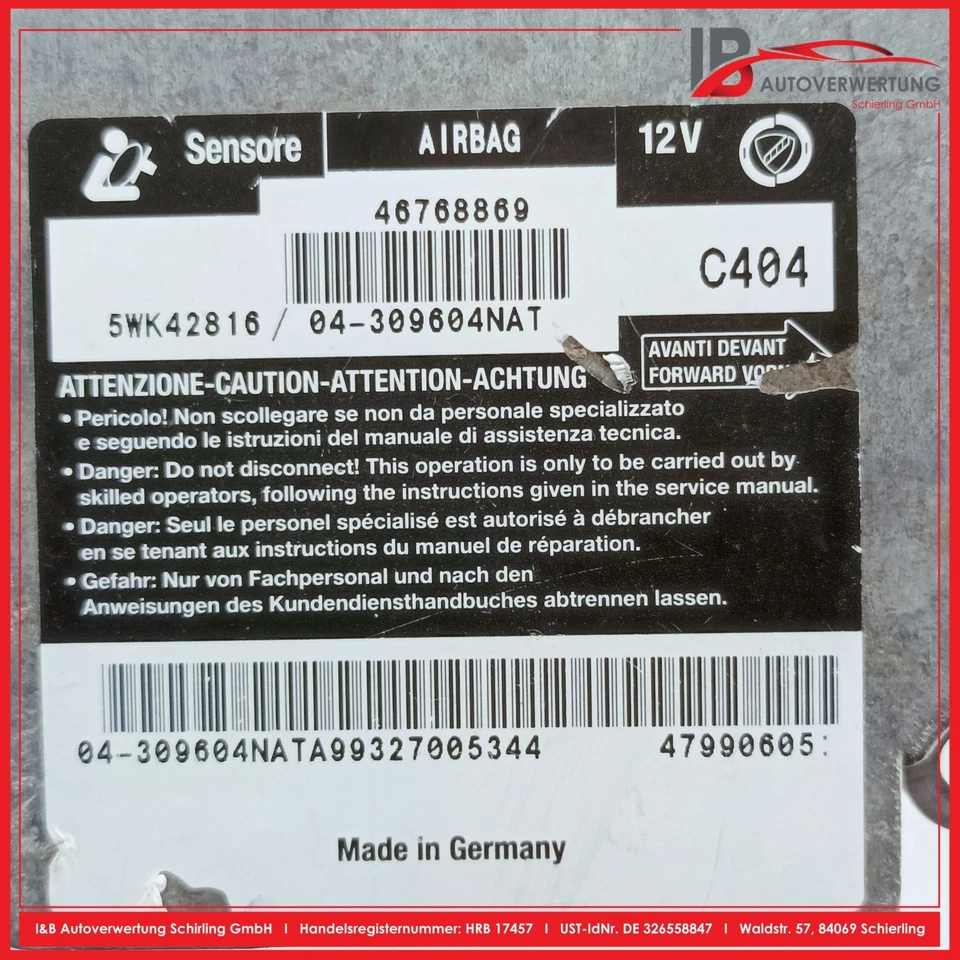 Centralina Fiat Bravo I (182) 1.6 16v 46768869 5WK42816 C404 ORIGINALE - Immagine 3 di 3