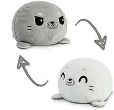 TeeTurtle - The Original Reversible Seal Plushie - Gray + White - Cute Sensory
