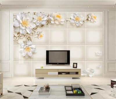 3D White Flower Branch ZHUA303 Wallpaper Wall Murals Removable Self-adhesive Ann