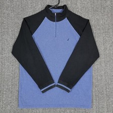 Nautica Sweater Mens Large Blue 1/4 Zip Pullover Long Sleeve Mock Neck Shirt