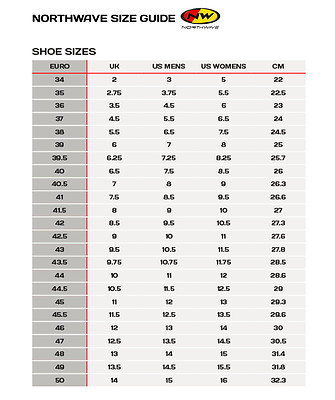 Northwave Revolution Northwave Cycling Shoes Size Guide Northwave