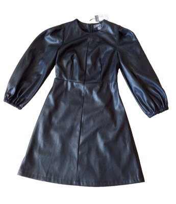 PU schwarz elegantes Kleid kurz Fit & Flare Dress Gr. 6 neu weiches Kunstleder