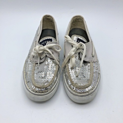 Sperry Top Sider 9383266 Women Silver Sequin Boat Shoe Size 6M Pre Owned - Picture 4 of 12