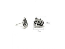 Fashion Lovely Panda Silver Black White Gold GP Stud Earring