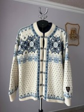 DALE OF NORWAY 100 PURE NEW WOOL SWEATER JACKET CLASSIC FAIR ISLE KNIT MENS L